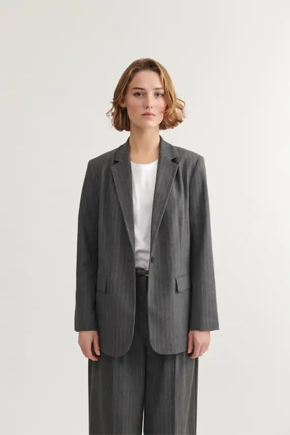 Basic Apparel - Marjorie Blazer - D. Grey Melange/Birch