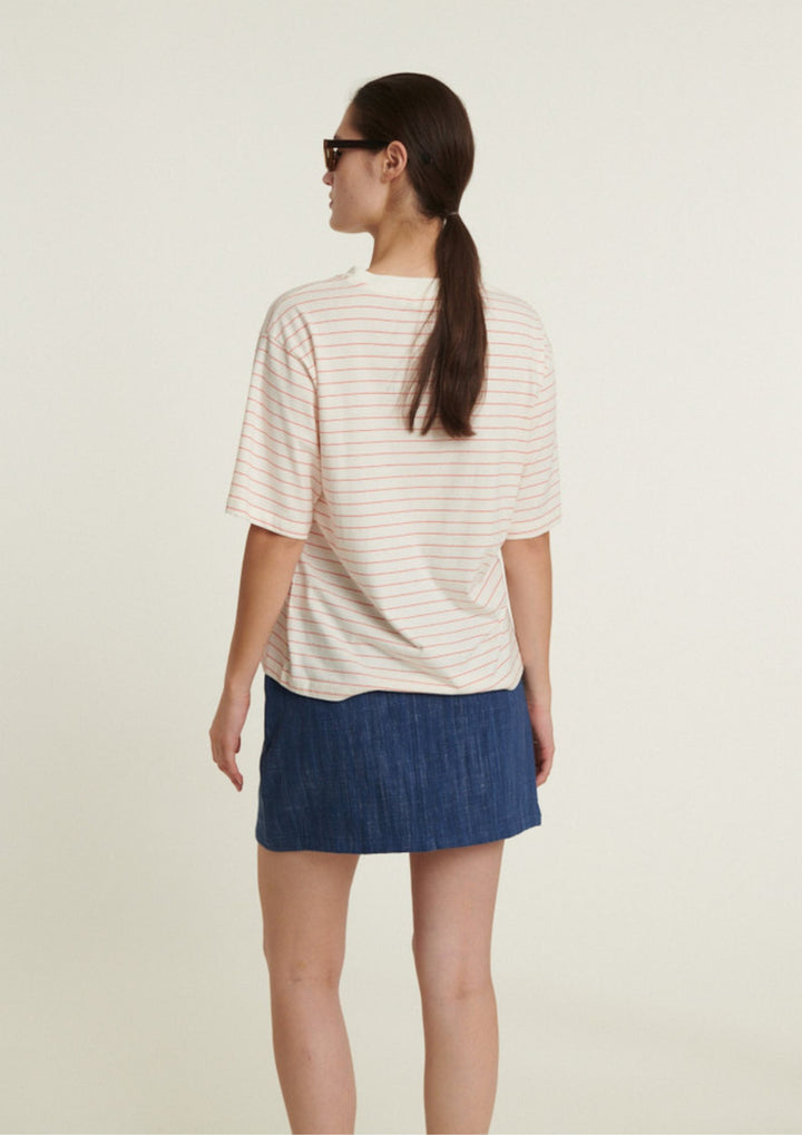 Basic Apparel - Raja Stripe Tee - Grenadine / Whisper white