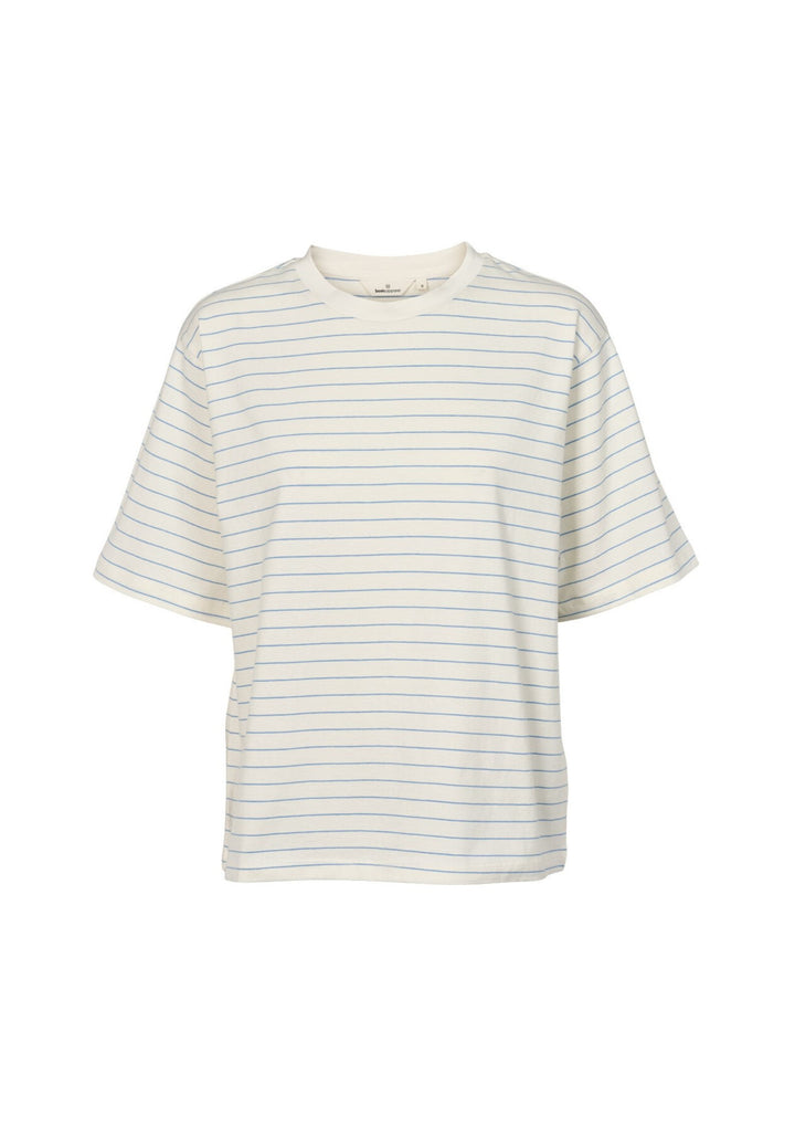 Basic Apparel - Raja Stripe Tee - Quiet Harbor / Whisper white