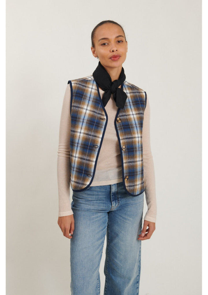 Basic Apparel - Trudie Vest - Tobacco / Classic Blue