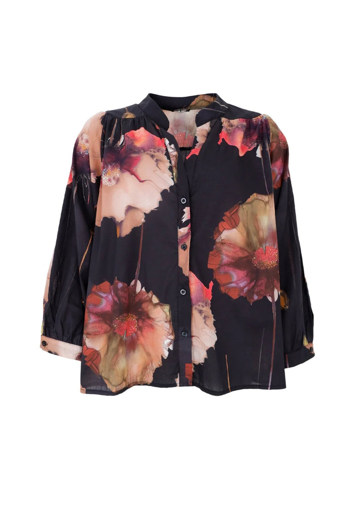 Black Colour - BCCeline Bluse - Black Flower - Onesize