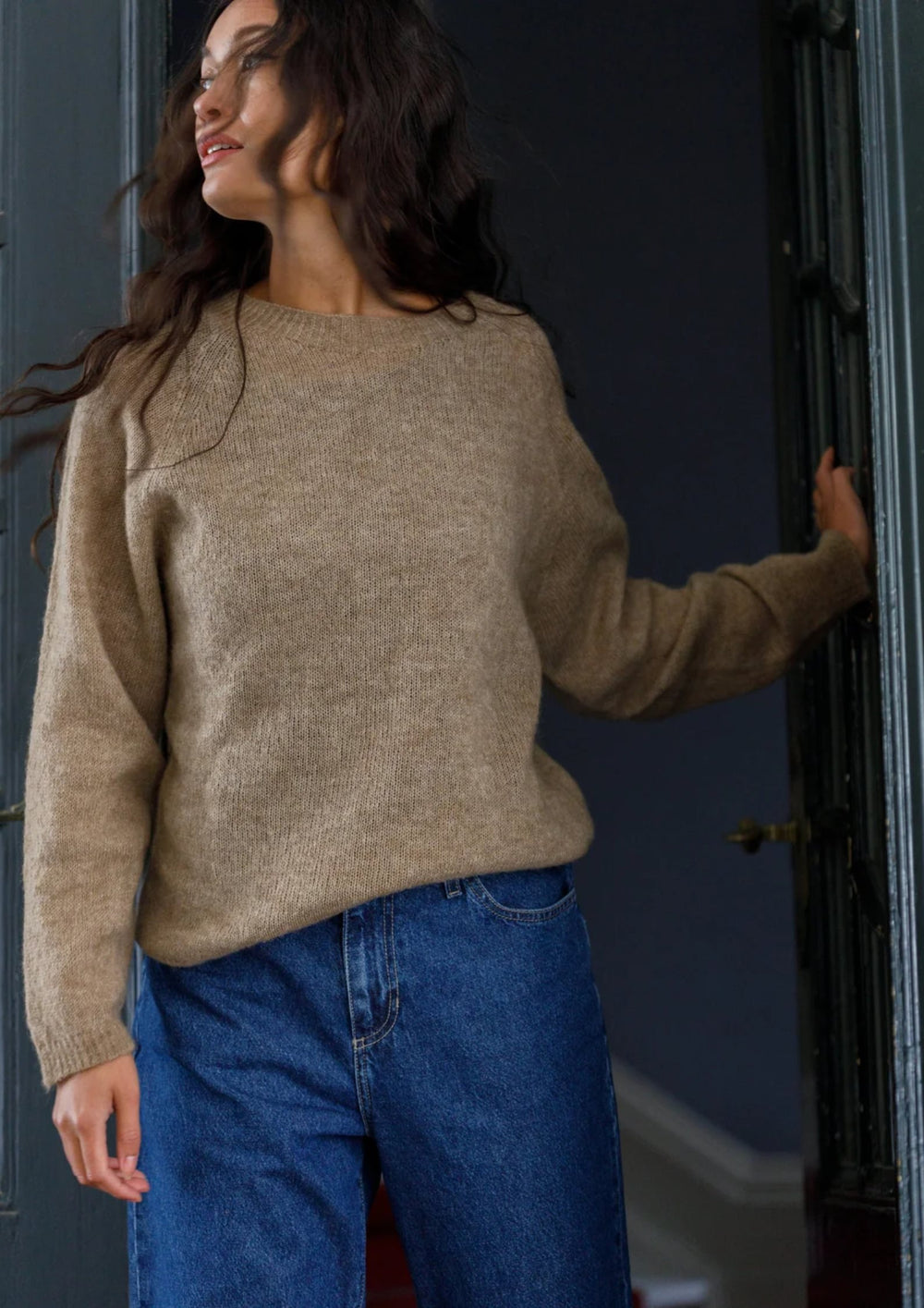 Black Colour - BCDell LS Strik Jumper - Latte