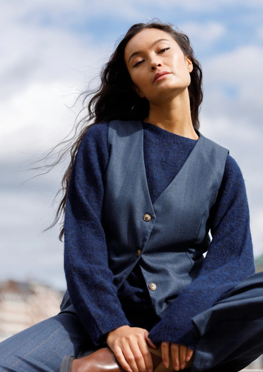 Black Colour - BCDell LS Strik Jumper - Navy