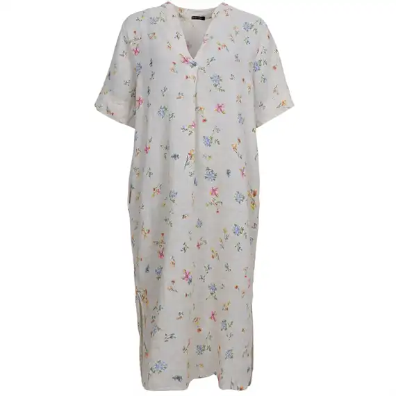 Black Colour - Melina Long Linen Kjole - Flower