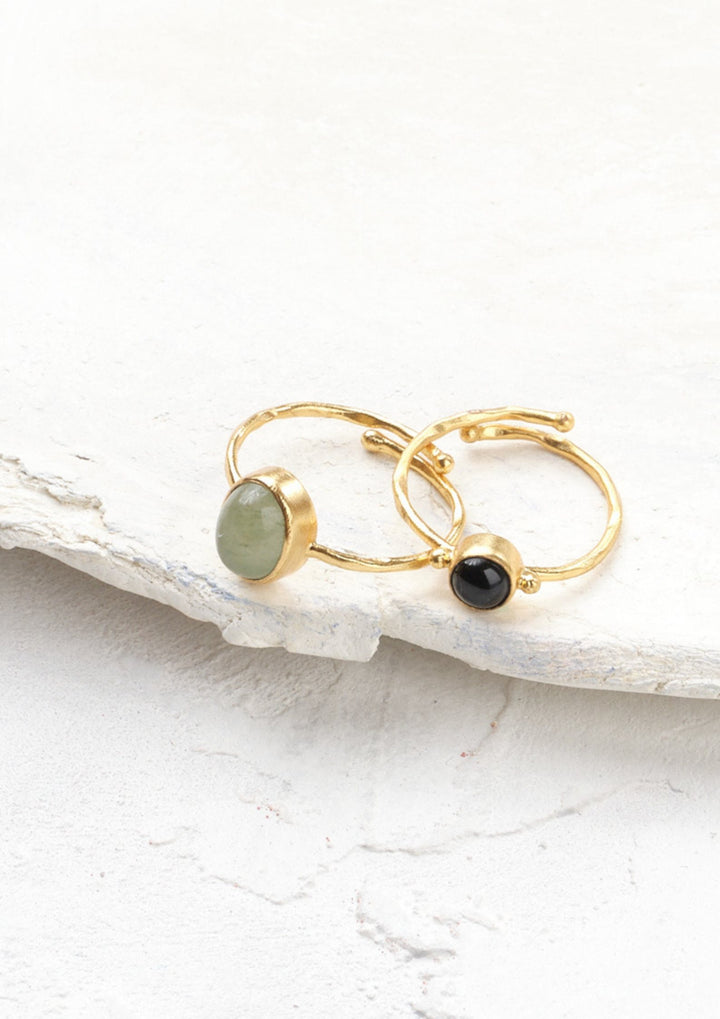A Beautiful Story - Faithful - Guld Ring GP - Black Onyx - Onesize