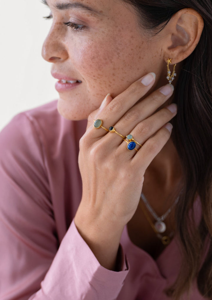 A Beautiful Story - Faithful - Guld Ring GP - Black Onyx - Onesize