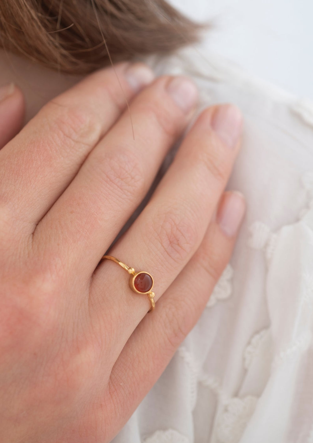 A Beautiful Story - Faithful - Guld Ring GP - Carnelian - Onesize