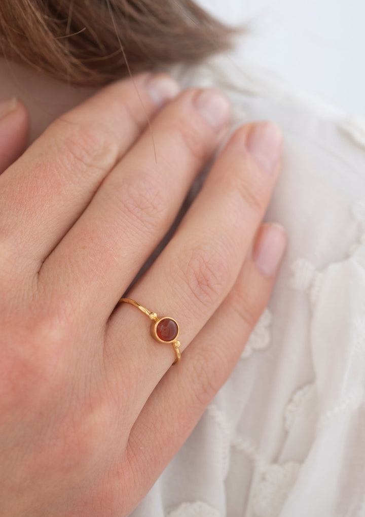 A Beautiful Story - Faithful - Guld Ring GP - Carnelian - Onesize