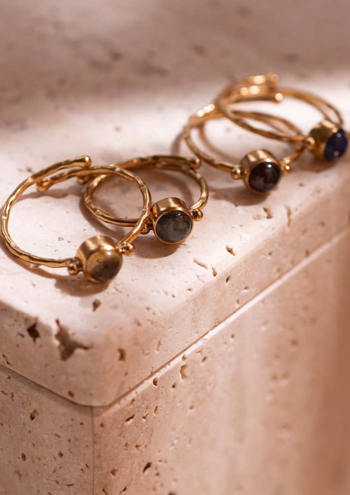 A Beautiful Story - Faithful - Guld Ring GP - Labradorite - Onesize