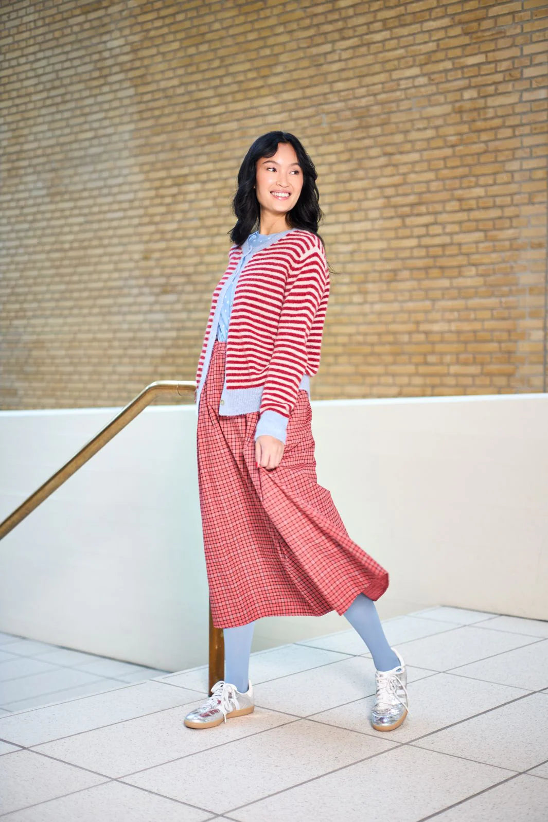 Black Colour - Cabbie skirt - Red Check