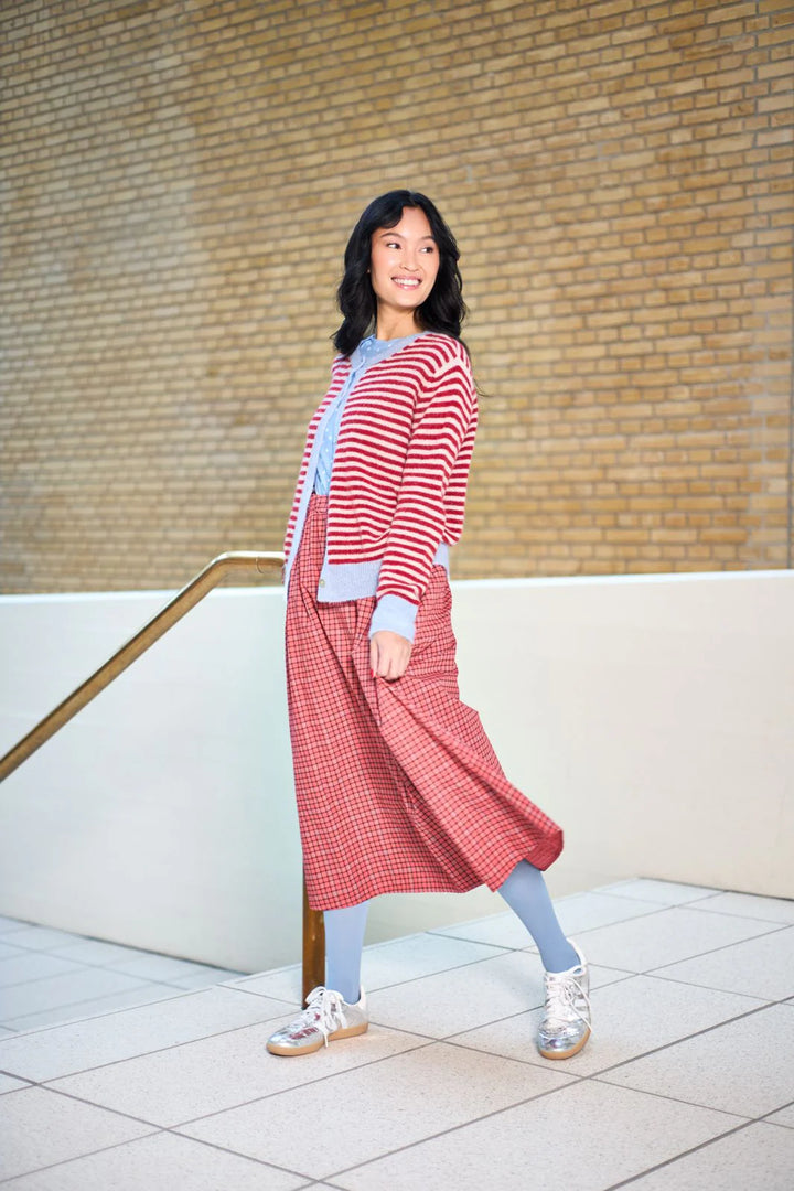 Black Colour - Cabbie skirt - Red Check
