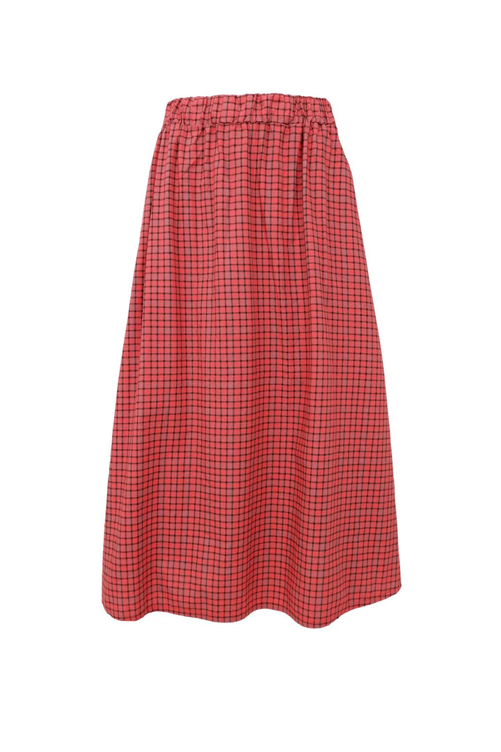 Black Colour - Cabbie skirt - Red Check