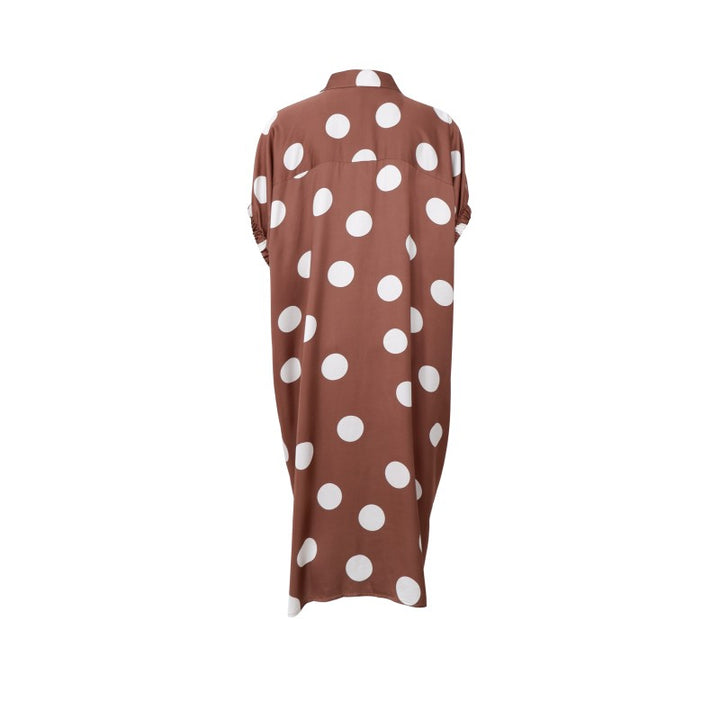 Black Colour - Mabel Satin Dress - Mocha Dot