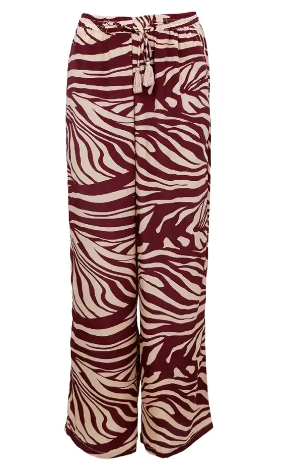 Black Colour - Luna Straight Bukser - Berry Zebra