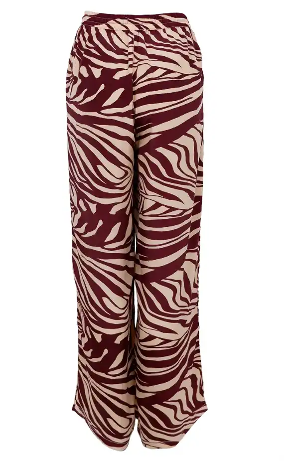 Black Colour - Luna Straight Bukser - Berry Zebra