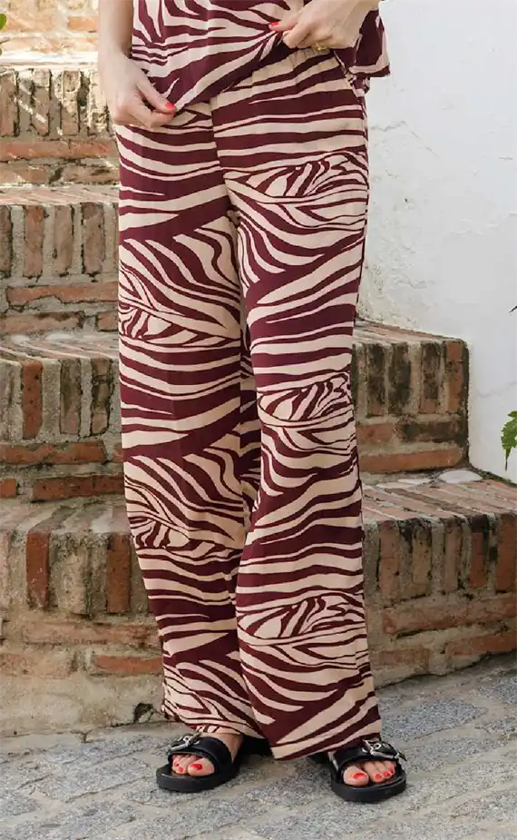 Black Colour - Luna Straight Bukser - Berry Zebra