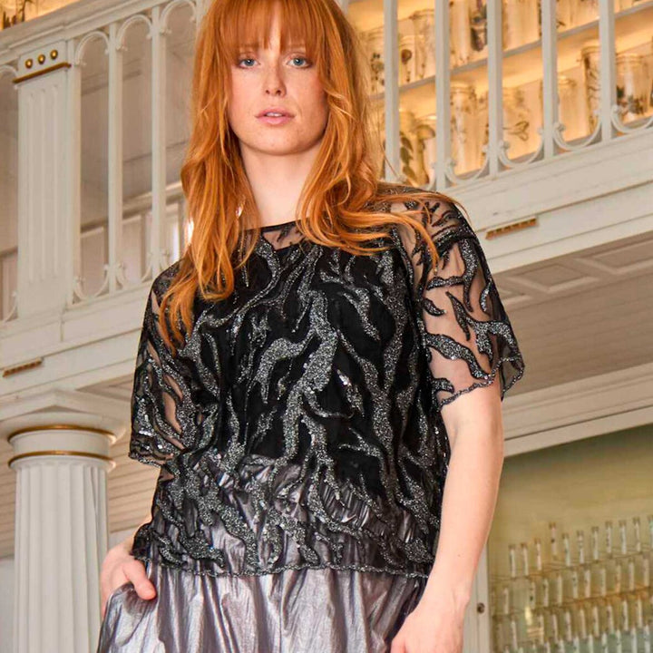 Black Colour - Maggie Blouse - Black Silver