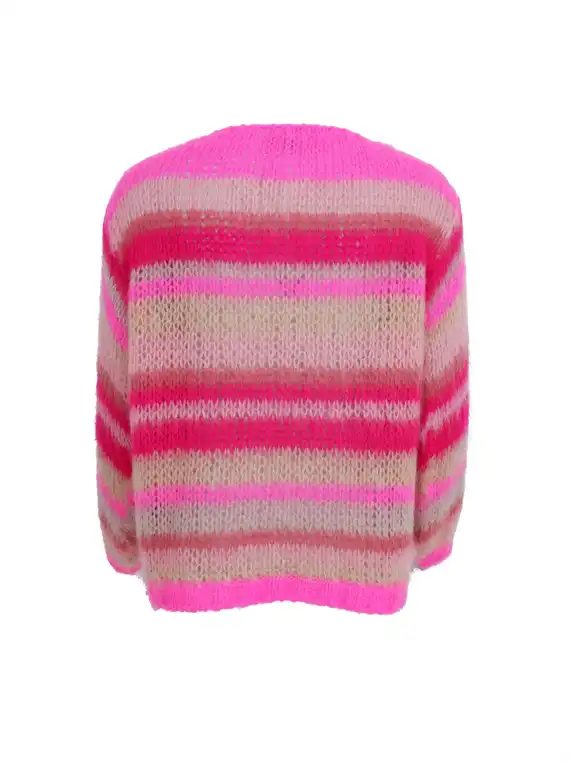 Black Colour - adria Multi Striped Jumper - Pink Passion