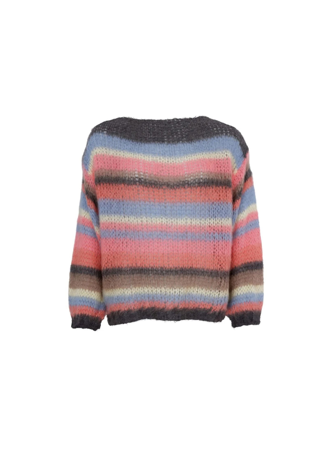 Black Colour - Adria Multi Striped Jumper - Soft Coral