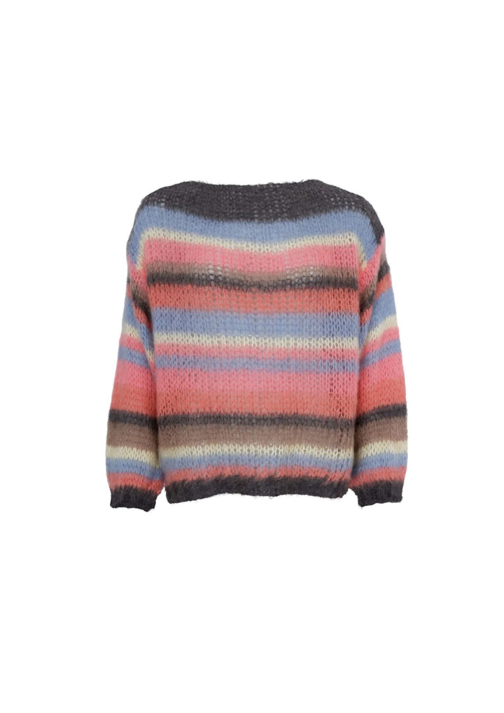 Black Colour - Adria Multi Striped Jumper - Soft Coral