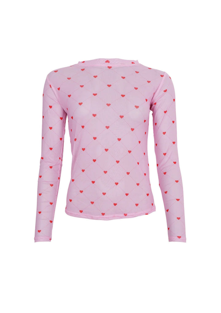 Black Colour - Annie Mesh Blouse - Pink Heart