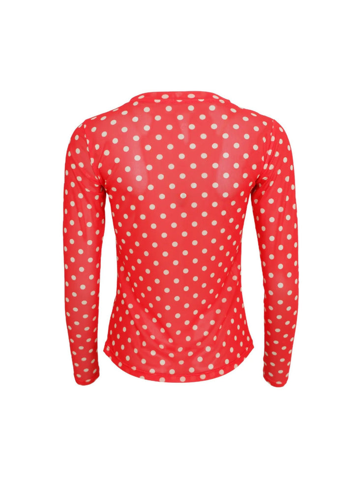 Black Colour - Annie Mesh Blouse - Red Dotted