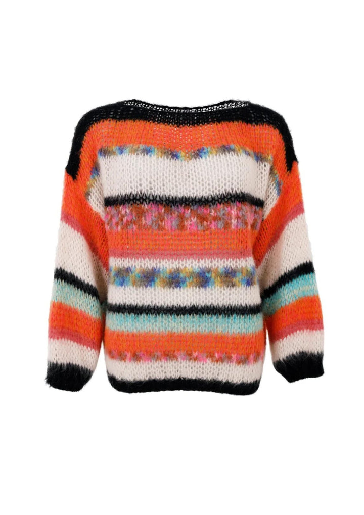 Black Colour - BCAdria Multi Striped - Sweater - Orange Mix
