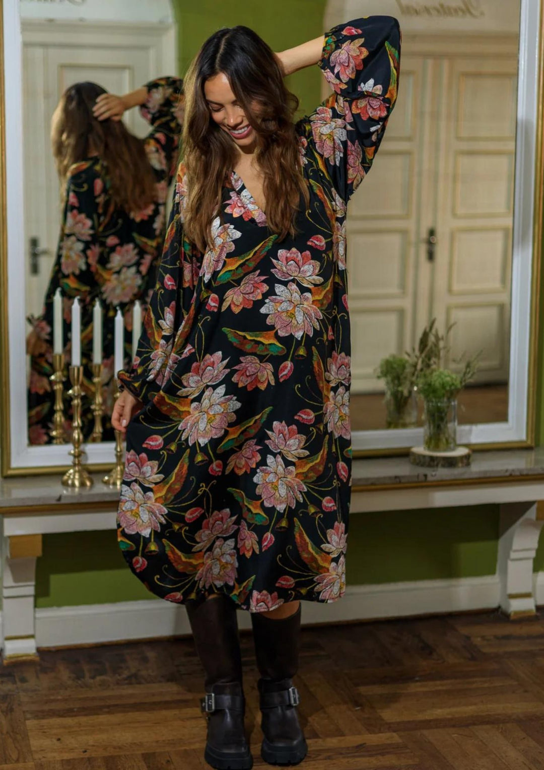 Black Colour - BCLuna Nelly Kjole - Deep Floral