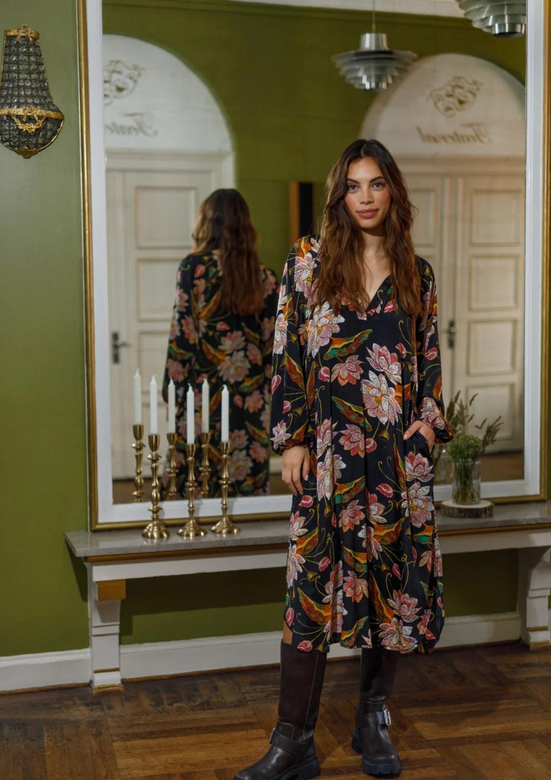 Black Colour - BCLuna Nelly Kjole - Deep Floral