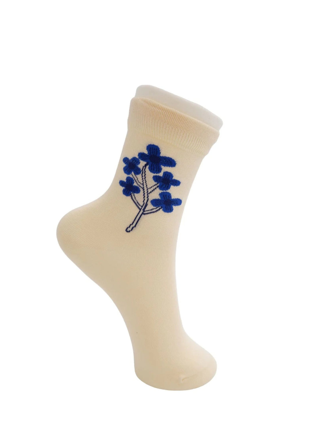 Black Colour - Deanie Flower Strømper - Creme - Onesize