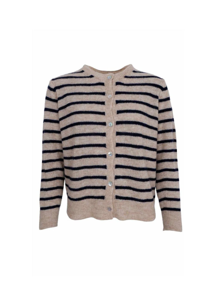Black Colour - Dell Striped - Strik Cardigan - Navy
