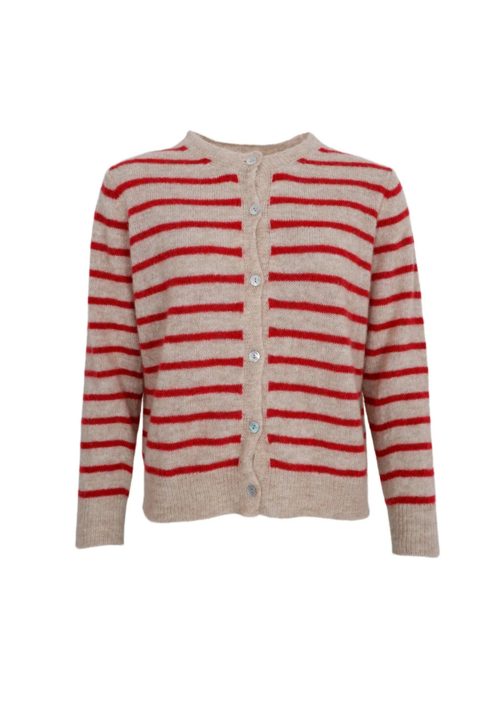 Black Colour - Dell Striped Strik Cardigan - Red