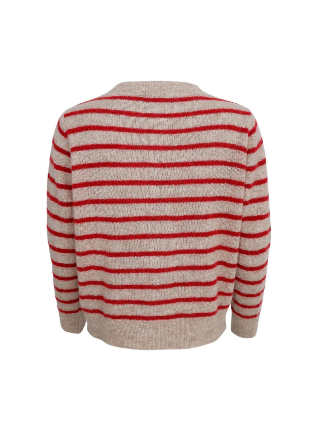 Black Colour - Dell Striped Strik Cardigan - Red