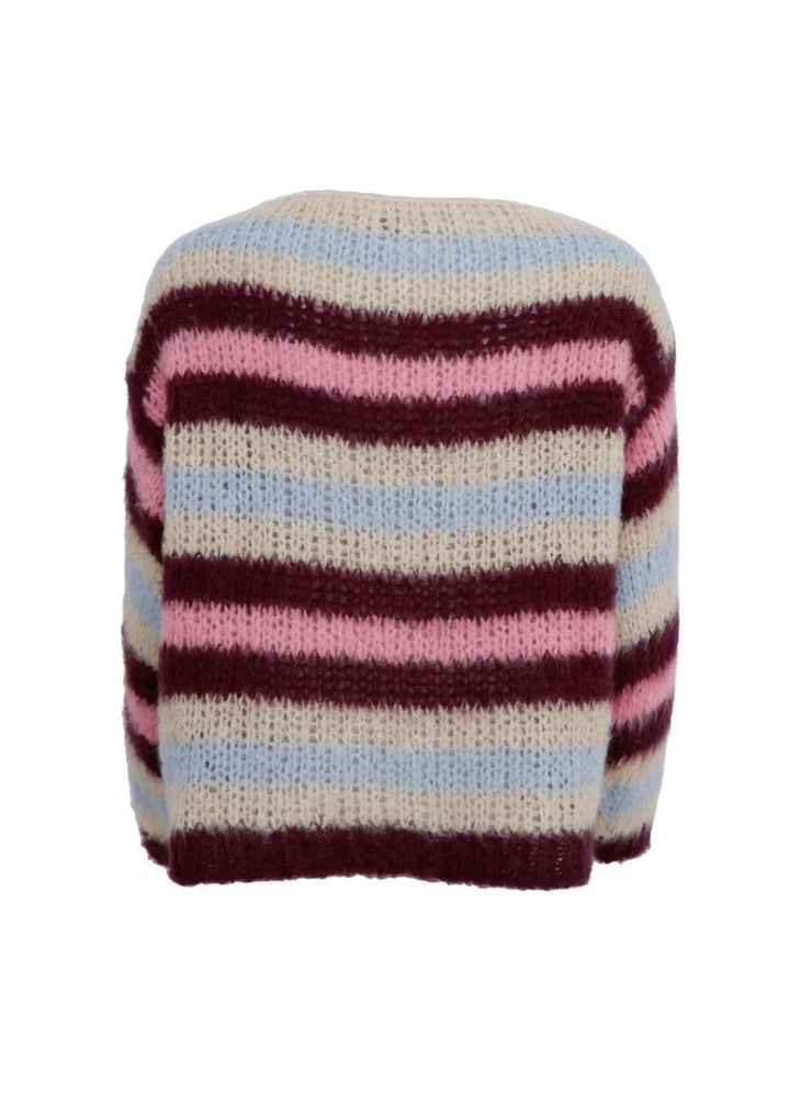 Black Colour - Effie Striped Jumper - Bluish Plum