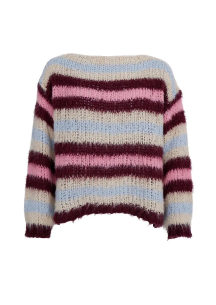 Black Colour - Effie Striped Jumper - Bluish Plum