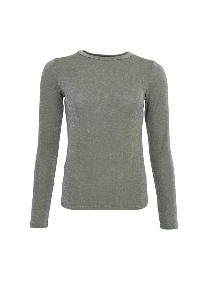 Black Colour - Faye Lurex Blouse - Olive
