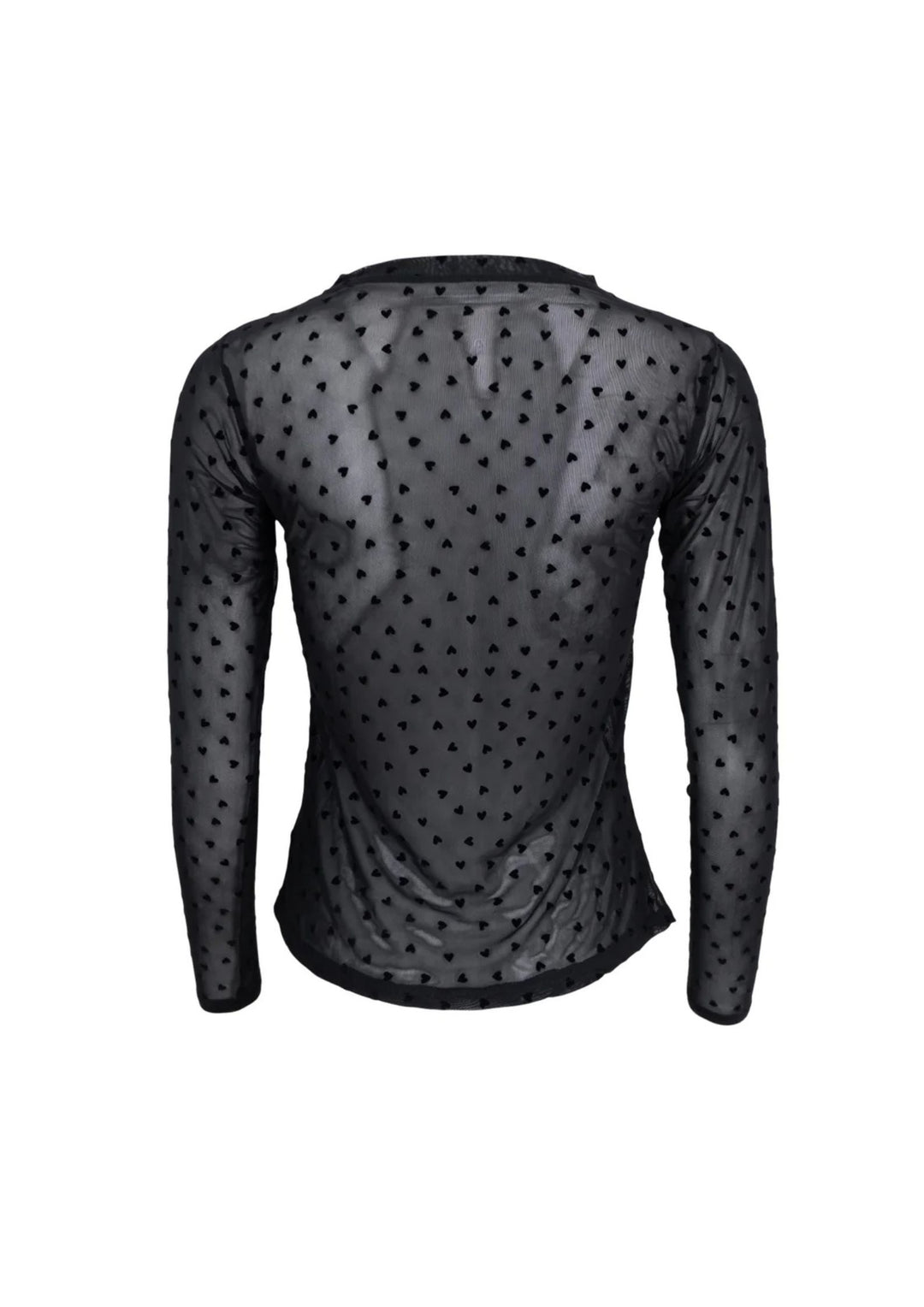 Black Colour - Isole Love - Mesh Blouse - Black Heart