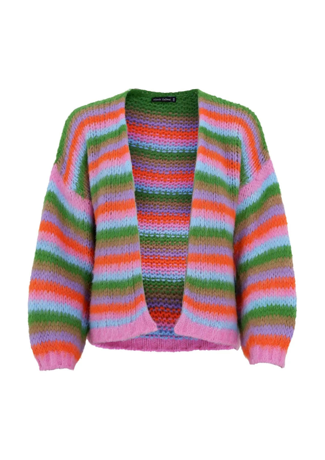 Black Colour - Maddy Striped Cardigan - Onesize
