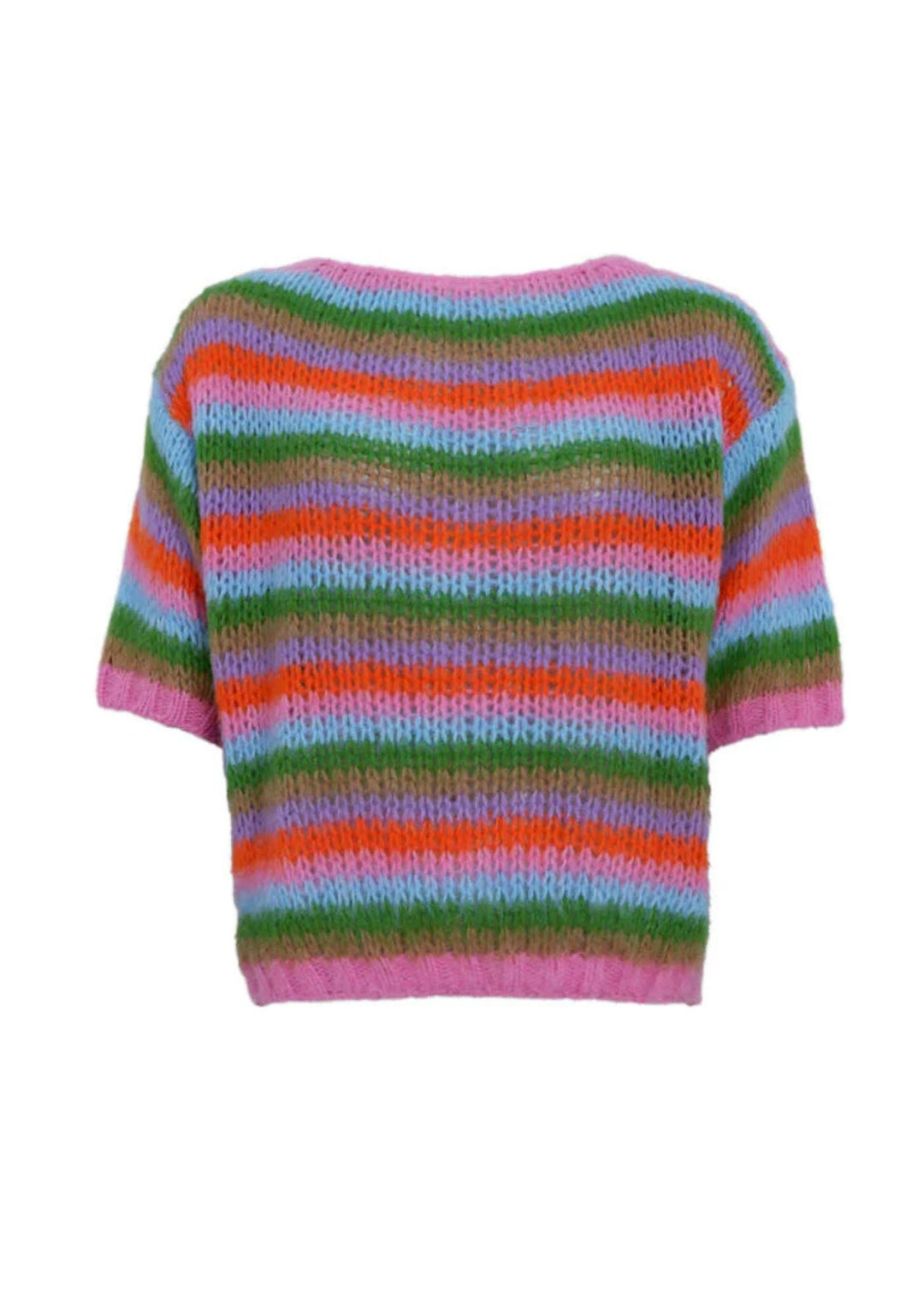 Black Colour - Maddy SS Striped Jumper - Mix Green