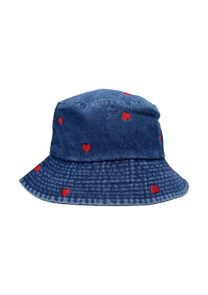 Black Colour - MAlou Denim - Bøllehat - Blue Denim Heart - Onesize