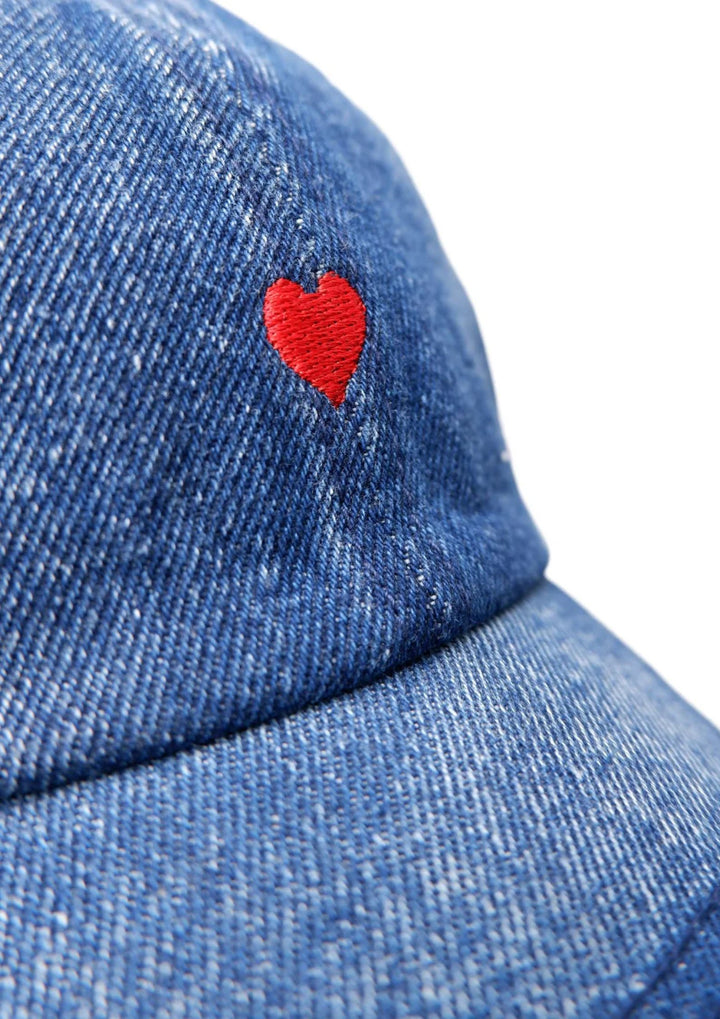 Black Colour - Malou Denim Cap - Blue Denim Heart - Onesize