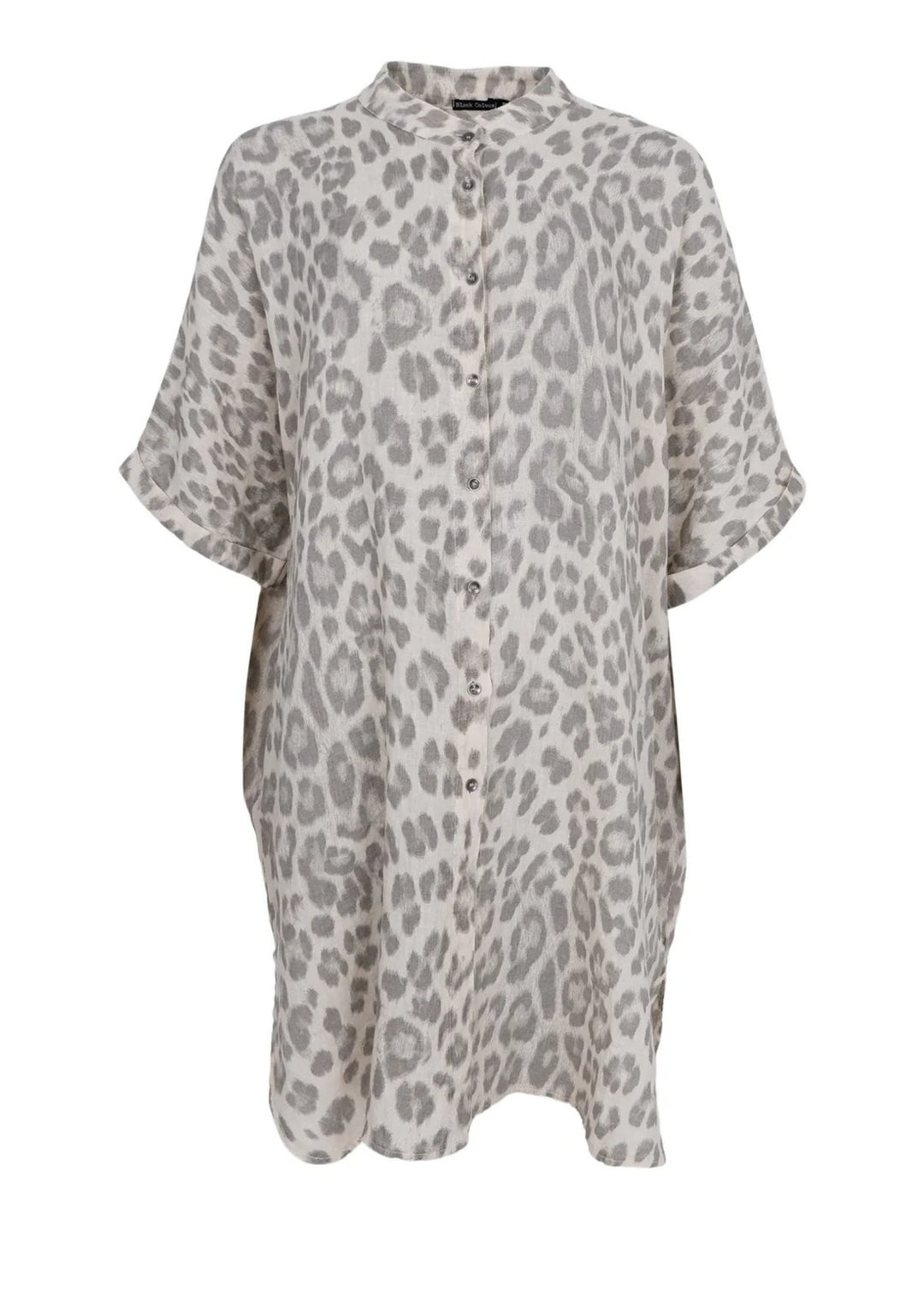 Black Colour - Melina Linen Tunic - Natural Leo -  Onesize