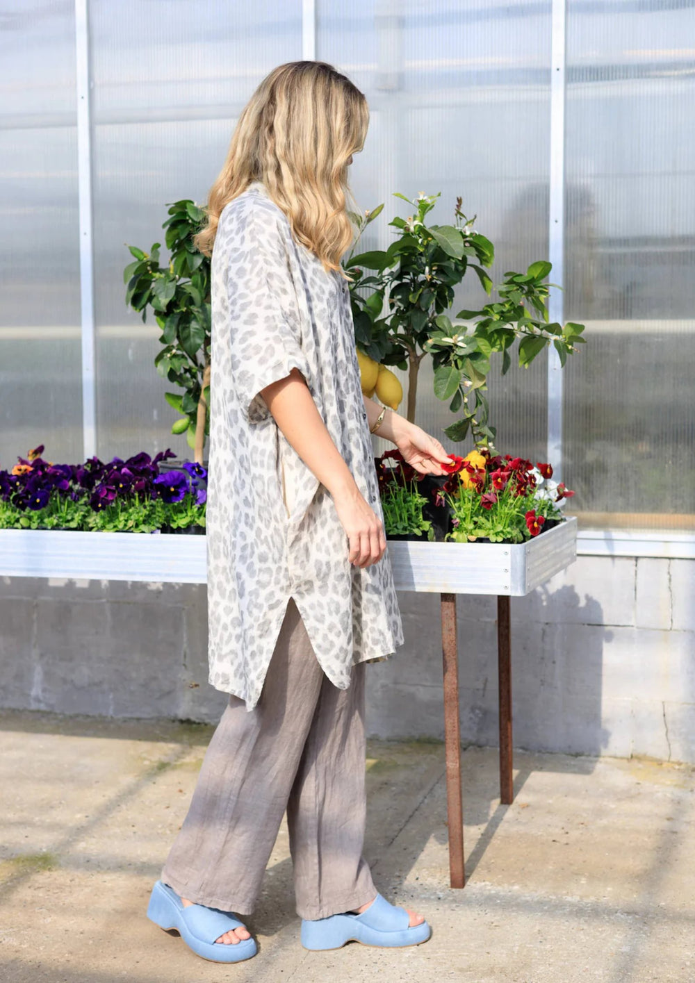 Black Colour - Melina Linen Tunic - Natural Leo -  Onesize