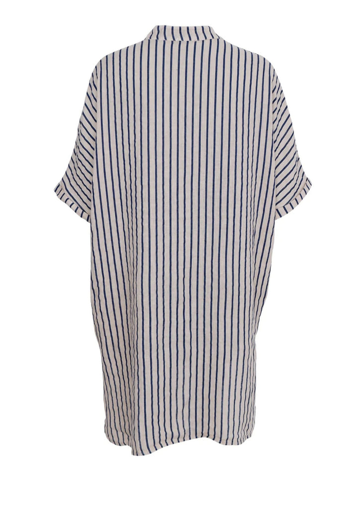 Black Colour - Melina Linen Tunic - Navy Stripe -  Onesize
