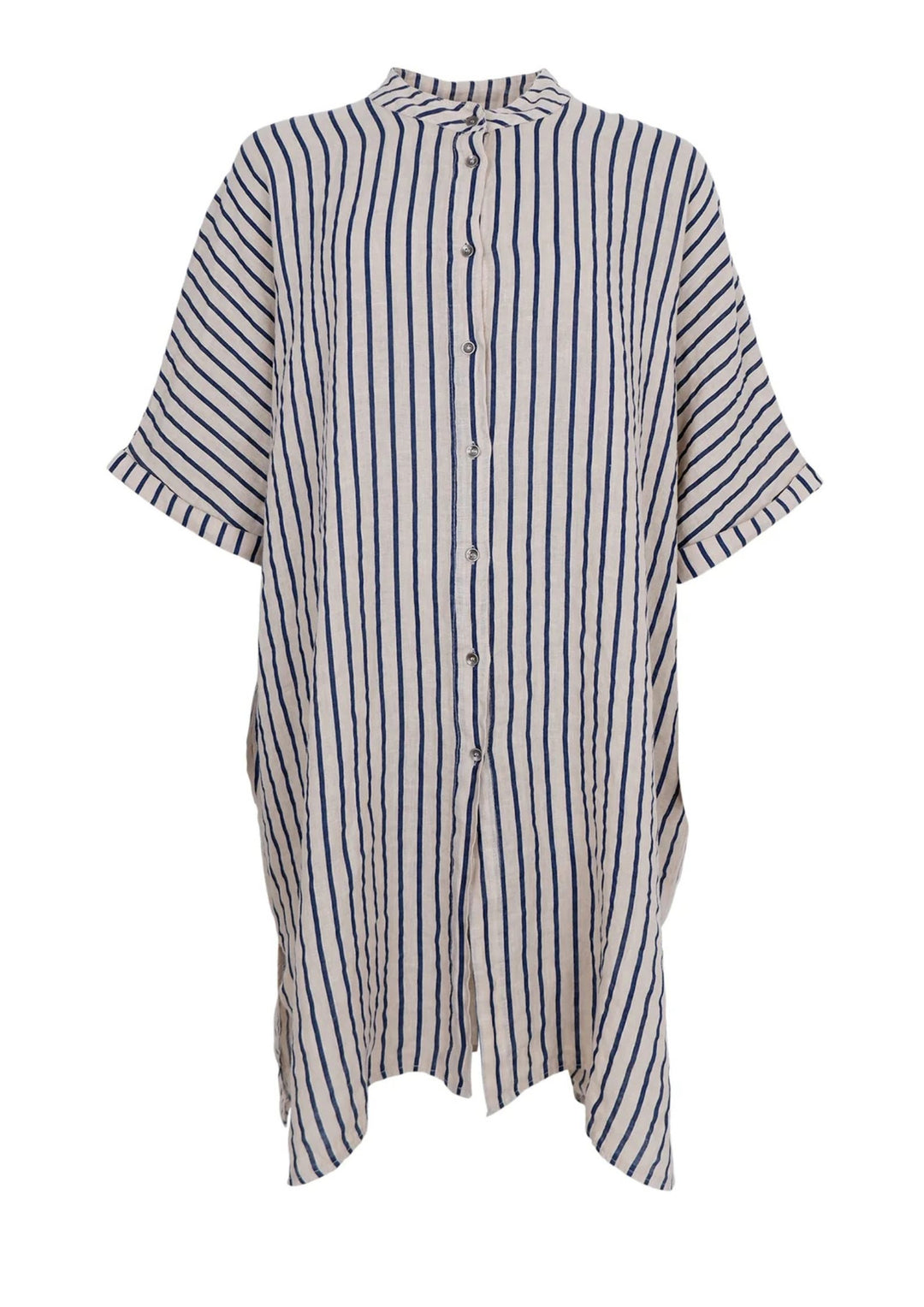 Black Colour - Melina Linen Tunic - Navy Stripe -  Onesize