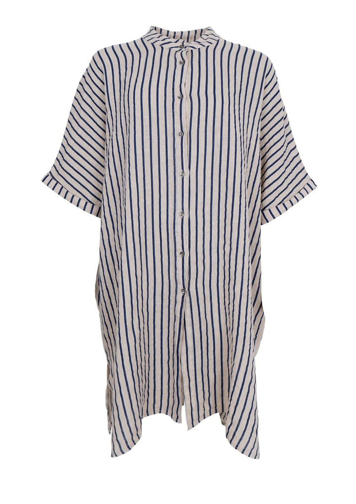 Black Colour - Melina Linen Tunic - Navy Stripe -  Onesize