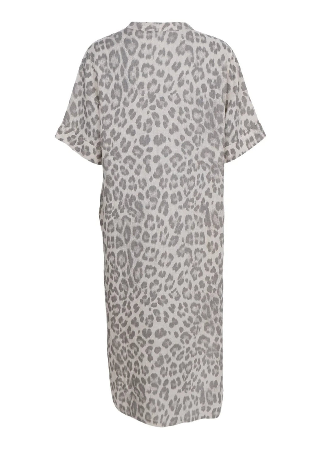 Black Colour - Melina Long Linen Kjole - Natural Leo