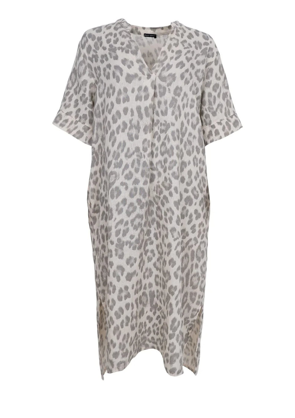 Black Colour - Melina Long Linen Kjole - Natural Leo