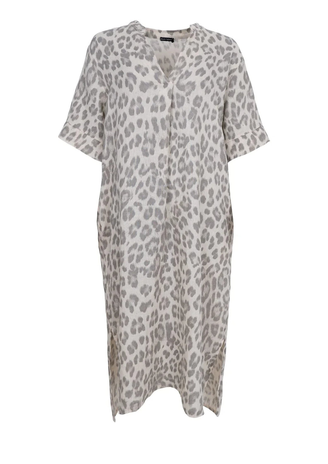 Black Colour - Melina Long Linen Kjole - Natural Leo