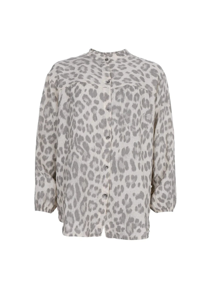 Black Colour - Melina L/S Shirt Blouse - Natural Leo
